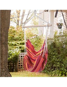 Outsunny Outdoor Hanging Rope Chair with Cotton Rope, Garden Hammock Chair with Wooden Support Bar Cotton Cloth, Portable Garden 2