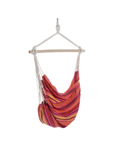 Outsunny Outdoor Hanging Rope Chair with Cotton Rope, Garden Hammock Chair with Wooden Support Bar Cotton Cloth, Portable Garden