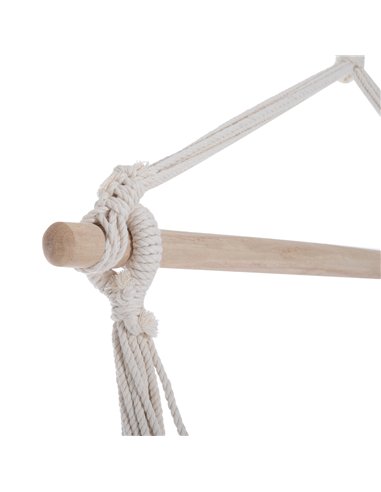 Outsunny Outdoor Hanging Rope Chair with Cotton Rope, Garden Hammock Chair with Wooden Support Bar Cotton Cloth, Portable Garden