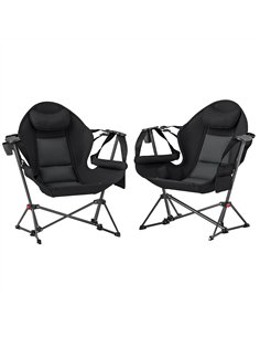 Outsunny Hammock Camping Chair Set of 2, Adjustable Back Swinging Camping Chair Portable Camp Chair with Cup Holder, Headrest, P