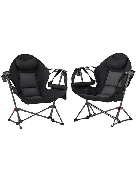 Outsunny Hammock Camping Chair Set of 2, Adjustable Back Swinging Camping Chair Portable Camp Chair with Cup Holder, Headrest, P - pic 125877 | FastDaddyshop
