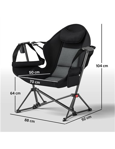 Outsunny Hammock Camping Chair Set of 2, Adjustable Back Swinging Camping Chair Portable Camp Chair with Cup Holder, Headrest, P