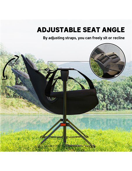 Outsunny Hammock Camping Chair Set of 2, Adjustable Back Swinging Camping Chair Portable Camp Chair with Cup Holder, Headrest, P - pic 125880 | FastDaddyshop