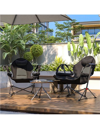 Outsunny Hammock Camping Chair Set of 2, Adjustable Back Swinging Camping Chair Portable Camp Chair with Cup Holder, Headrest, P