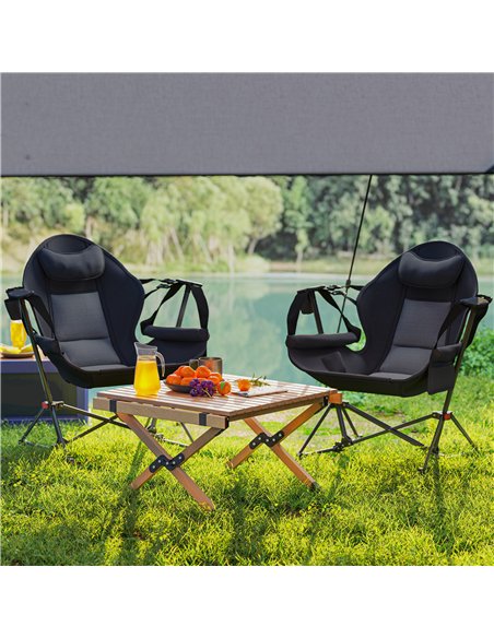 Outsunny Hammock Camping Chair Set of 2, Adjustable Back Swinging Camping Chair Portable Camp Chair with Cup Holder, Headrest, P - pic 125885 | FastDaddyshop