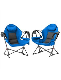 Outsunny Hammock Camping Chair Set of 2, Adjustable Back Swinging Camping Chair Portable Camp Chair with Cup Holder, Headrest, P