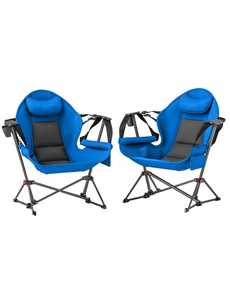 Outsunny Hammock Camping Chair Set of 2, Adjustable Back Swinging Camping Chair Portable Camp Chair with Cup Holder, Headrest, P - pic 125886 | FastDaddyshop