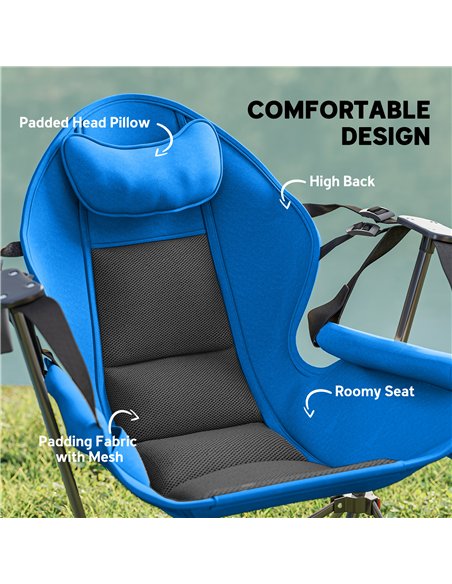 Outsunny Hammock Camping Chair Set of 2, Adjustable Back Swinging Camping Chair Portable Camp Chair with Cup Holder, Headrest, P - pic 125890 | FastDaddyshop