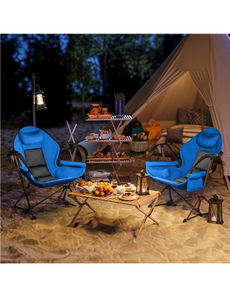 Outsunny Hammock Camping Chair Set of 2, Adjustable Back Swinging Camping Chair Portable Camp Chair with Cup Holder, Headrest, P - pic 125893 | FastDaddyshop