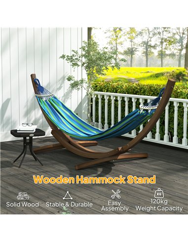 Outsunny 3.25m Wooden Hammock Stand Universal Fit Garden Picnic Camp Accessories, Brown