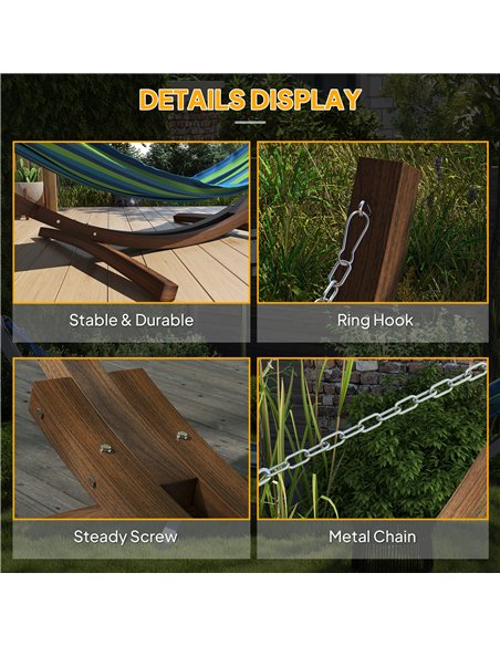 Outsunny 3.25m Wooden Hammock Stand Universal Fit Garden Picnic Camp Accessories, Brown - pic 125899 | FastDaddyshop