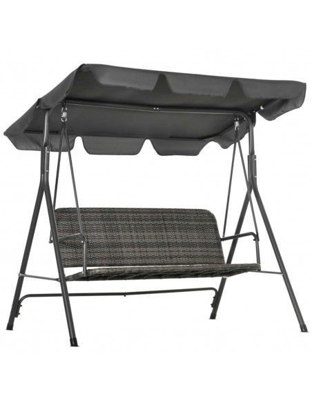 Outsunny 3-person Outdoor PE Rattan Swing Chair with Adjustable Canopy, Grey - pic 12590 | FastDaddyshop