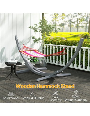 Outsunny 3.25m Wooden Hammock Stand Universal Fit Garden Picnic Camp Accessories, Grey