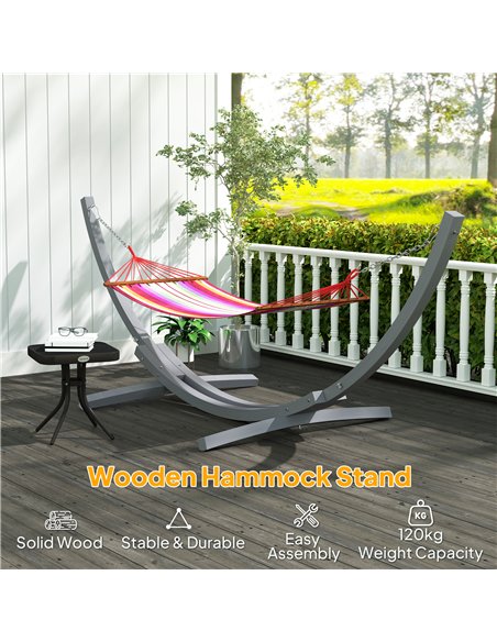 Outsunny 3.25m Wooden Hammock Stand Universal Fit Garden Picnic Camp Accessories, Grey - pic 125907 | FastDaddyshop