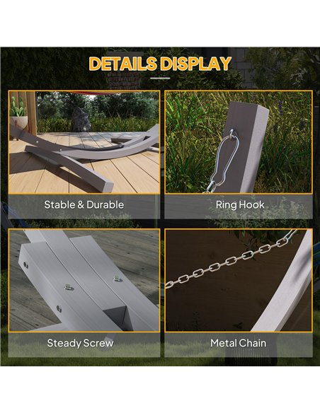 Outsunny 3.25m Wooden Hammock Stand Universal Fit Garden Picnic Camp Accessories, Grey - pic 125908 | FastDaddyshop