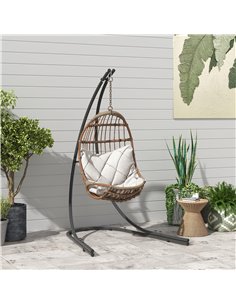 Outsunny Hammock Chair Stand Only, Hanging Chair Stand with Extra Large Base, Heavy Duty Metal Single Hammock Egg Swing Frame fo 2