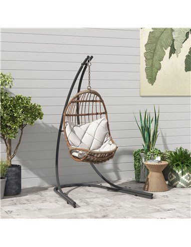 Outsunny Hammock Chair Stand Only, Hanging Chair Stand with Extra Large Base, Heavy Duty Metal Single Hammock Egg Swing Frame fo