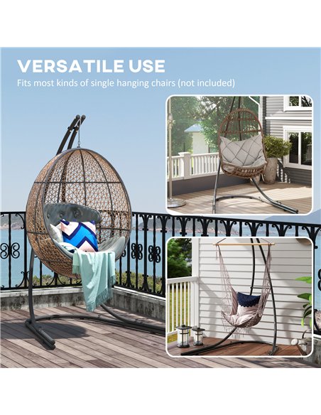 Outsunny Hammock Chair Stand Only, Hanging Chair Stand with Extra Large Base, Heavy Duty Metal Single Hammock Egg Swing Frame fo - pic 125916 | FastDaddyshop