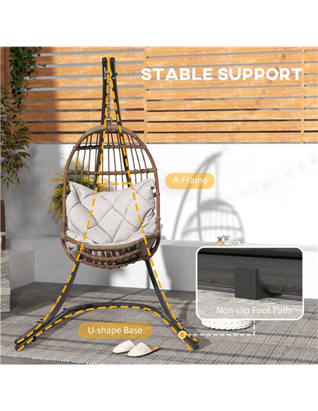 Outsunny Hammock Chair Stand Only, Hanging Chair Stand with Extra Large Base, Heavy Duty Metal Single Hammock Egg Swing Frame fo - pic 125918 | FastDaddyshop