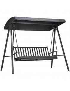Outsunny 3-Seater Metal Garden Swing Chair, Dark Grey