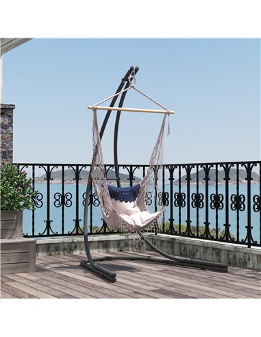 Outsunny Hammock Chair Stand Only, Hanging Chair Stand with Extra Large Base, Heavy Duty Metal Single Hammock Egg Swing Frame fo
