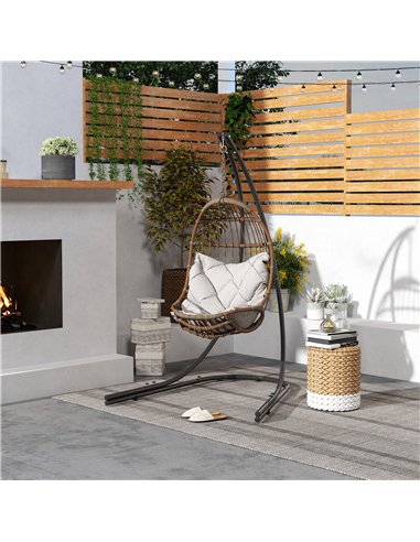 Outsunny Hammock Chair Stand Only, Hanging Chair Stand with Extra Large Base, Heavy Duty Metal Single Hammock Egg Swing Frame fo