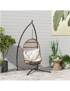 Outsunny Hammock Chair Stand Only, Hanging Chair Stand with X-Shape Base, Heavy Duty Steel Single Hammock Egg Swing Frame for In 2