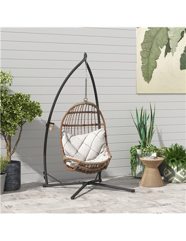 Outsunny Hammock Chair Stand Only, Hanging Chair Stand with X-Shape Base, Heavy Duty Steel Single Hammock Egg Swing Frame for In