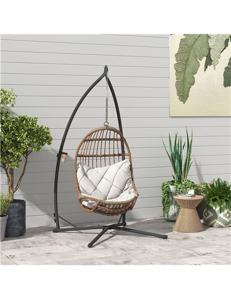 Outsunny Hammock Chair Stand Only, Hanging Chair Stand with X-Shape Base, Heavy Duty Steel Single Hammock Egg Swing Frame for In - pic 125923 | FastDaddyshop