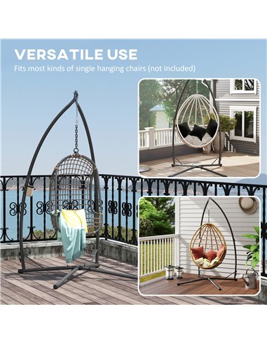 Outsunny Hammock Chair Stand Only, Hanging Chair Stand with X-Shape Base, Heavy Duty Steel Single Hammock Egg Swing Frame for In
