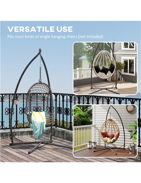 Outsunny Hammock Chair Stand Only, Hanging Chair Stand with X-Shape Base, Heavy Duty Steel Single Hammock Egg Swing Frame for In - pic 125925 | FastDaddyshop