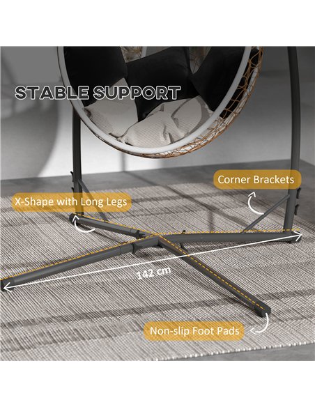 Outsunny Hammock Chair Stand Only, Hanging Chair Stand with X-Shape Base, Heavy Duty Steel Single Hammock Egg Swing Frame for In - pic 125927 | FastDaddyshop