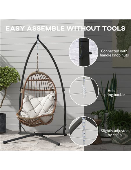 Outsunny Hammock Chair Stand Only, Hanging Chair Stand with X-Shape Base, Heavy Duty Steel Single Hammock Egg Swing Frame for In - pic 125929 | FastDaddyshop