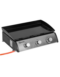 Outsunny Gas Plancha Grill with 3 Stainless Steel Burner, 9kW, Portable Tabletop Gas BBQ with Non-Stick Griddle for Camping Picn
