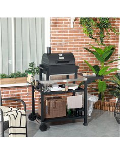 Outsunny Multi-Feature BBQ Grill Table, with Stainless Steel Top - Black 2