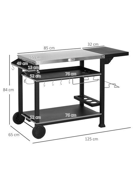 Outsunny Multi-Feature BBQ Grill Table, with Stainless Steel Top - Black - pic 125951 | FastDaddyshop
