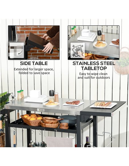 Outsunny Multi-Feature BBQ Grill Table, with Stainless Steel Top - Black - pic 125953 | FastDaddyshop