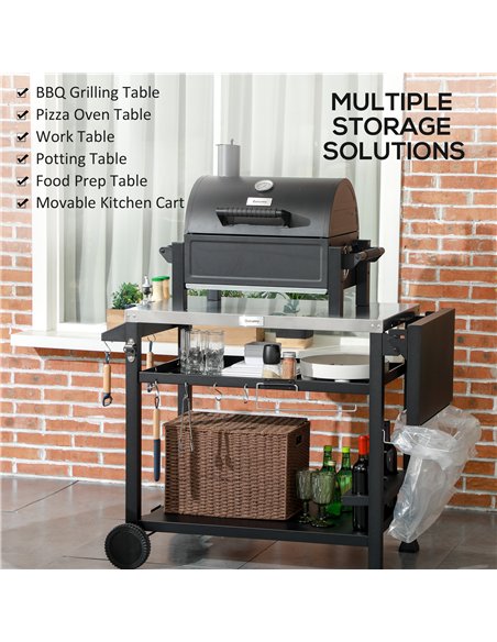 Outsunny Multi-Feature BBQ Grill Table, with Stainless Steel Top - Black - pic 125956 | FastDaddyshop