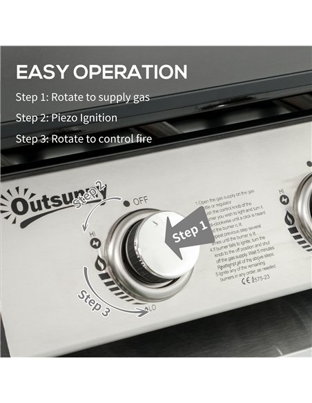 Outsunny 3 Burner Gas Plancha BBQ Grill with Lid, Black - pic 125962 | FastDaddyshop
