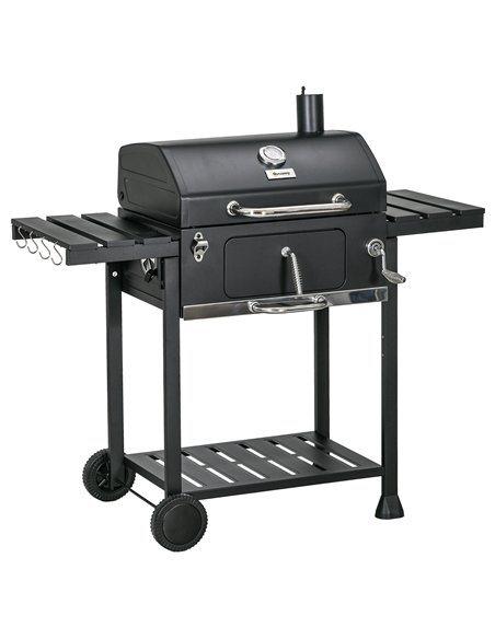 Outsunny Adjustable Charcoal Pan BBQ, with Thermometer and Warming Rack - pic 125967 | FastDaddyshop