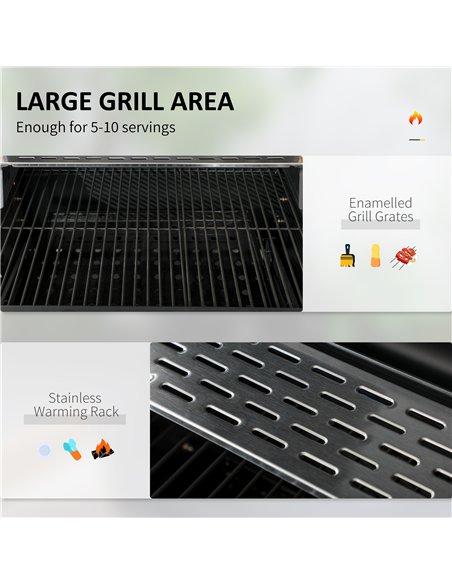 Outsunny Adjustable Charcoal Pan BBQ, with Thermometer and Warming Rack - pic 125970 | FastDaddyshop