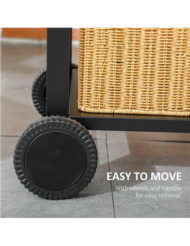 Outsunny Adjustable Charcoal Pan BBQ, with Thermometer and Warming Rack