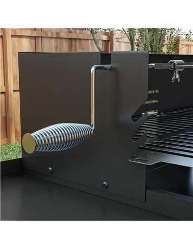 Outsunny BBQ Rotisserie Grill Roaster Charcoal Spit Roasting Machine for Chicken Turkey with 3-Level Grill Grate, Side Shelves
