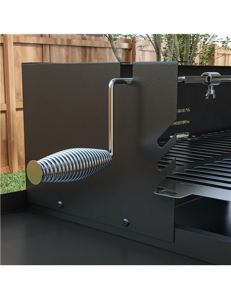 Outsunny BBQ Rotisserie Grill Roaster Charcoal Spit Roasting Machine for Chicken Turkey with 3-Level Grill Grate, Side Shelves - pic 126000 | FastDaddyshop