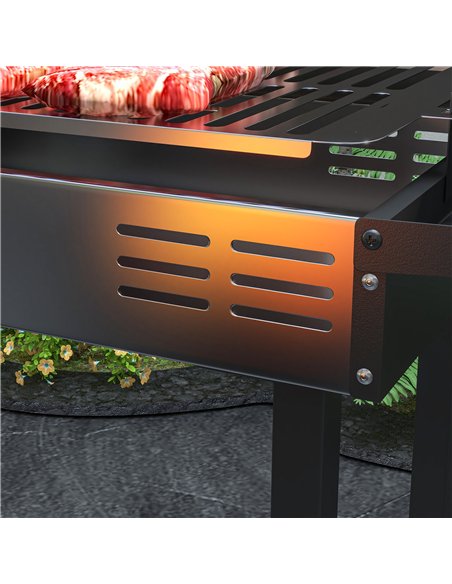 Outsunny BBQ Rotisserie Grill Roaster Charcoal Spit Roasting Machine for Chicken Turkey with 3-Level Grill Grate, Side Shelves - pic 126001 | FastDaddyshop
