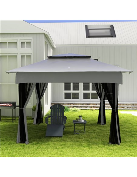 Outsunny BBQ Rotisserie Grill Roaster Charcoal Spit Roasting Machine for Chicken Turkey with 3-Level Grill Grate, Side Shelves - pic 126002 | FastDaddyshop