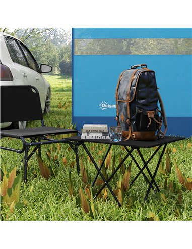 Outsunny Folding Camping Table, Lightweight Metal Picnic Table with Carry Bag, Foldable Table for Outdoor Camping, Picnic, Hikin