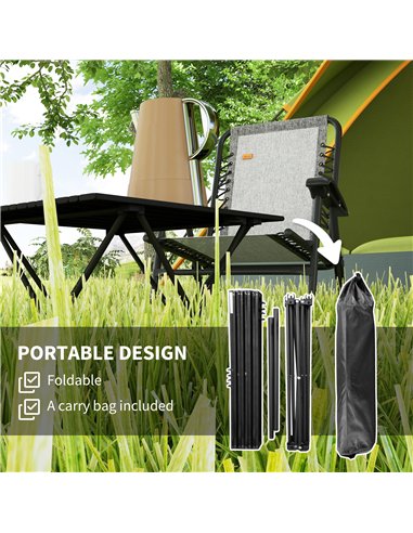 Outsunny Folding Camping Table, Lightweight Metal Picnic Table with Carry Bag, Foldable Table for Outdoor Camping, Picnic, Hikin