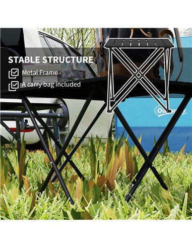 Outsunny Folding Camping Table, Lightweight Metal Picnic Table with Carry Bag, Foldable Table for Outdoor Camping, Picnic, Hikin
