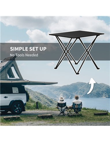 Outsunny Folding Camping Table, Lightweight Metal Picnic Table with Carry Bag, Foldable Table for Outdoor Camping, Picnic, Hikin